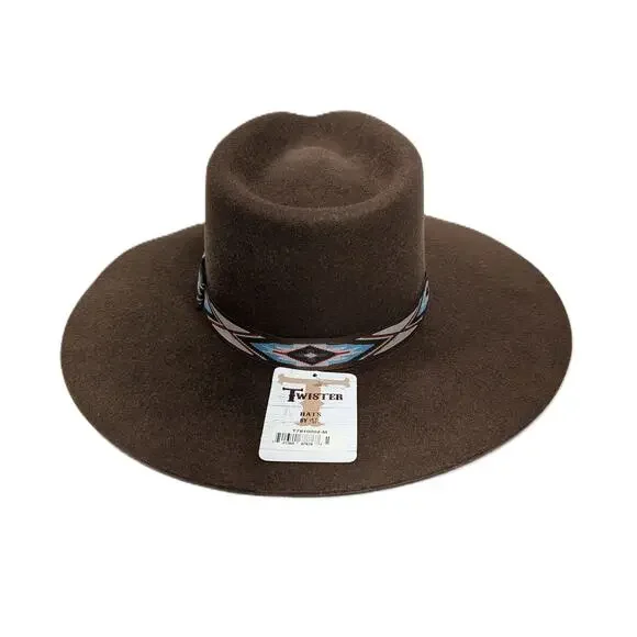 Women's Twister Pinch Front Felt Hat Brown Wool Size M NWT - Picture 3 of 10